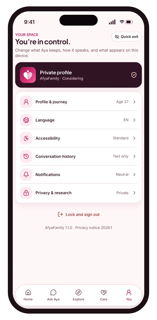 Privacy and profile settings